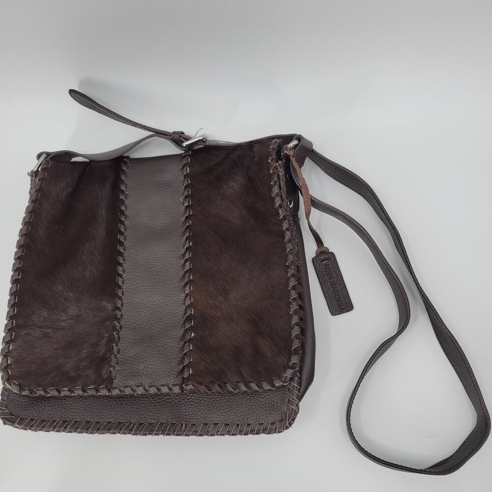 Aquan Madonna crossbody leather trim and hair on cow hide